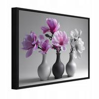 BILDER mit Rahmen Blumen in einer Vase Natur Rosa 100x70 cm - Multicolor, Holzwerkstoff (100/70cm) - Wallarena