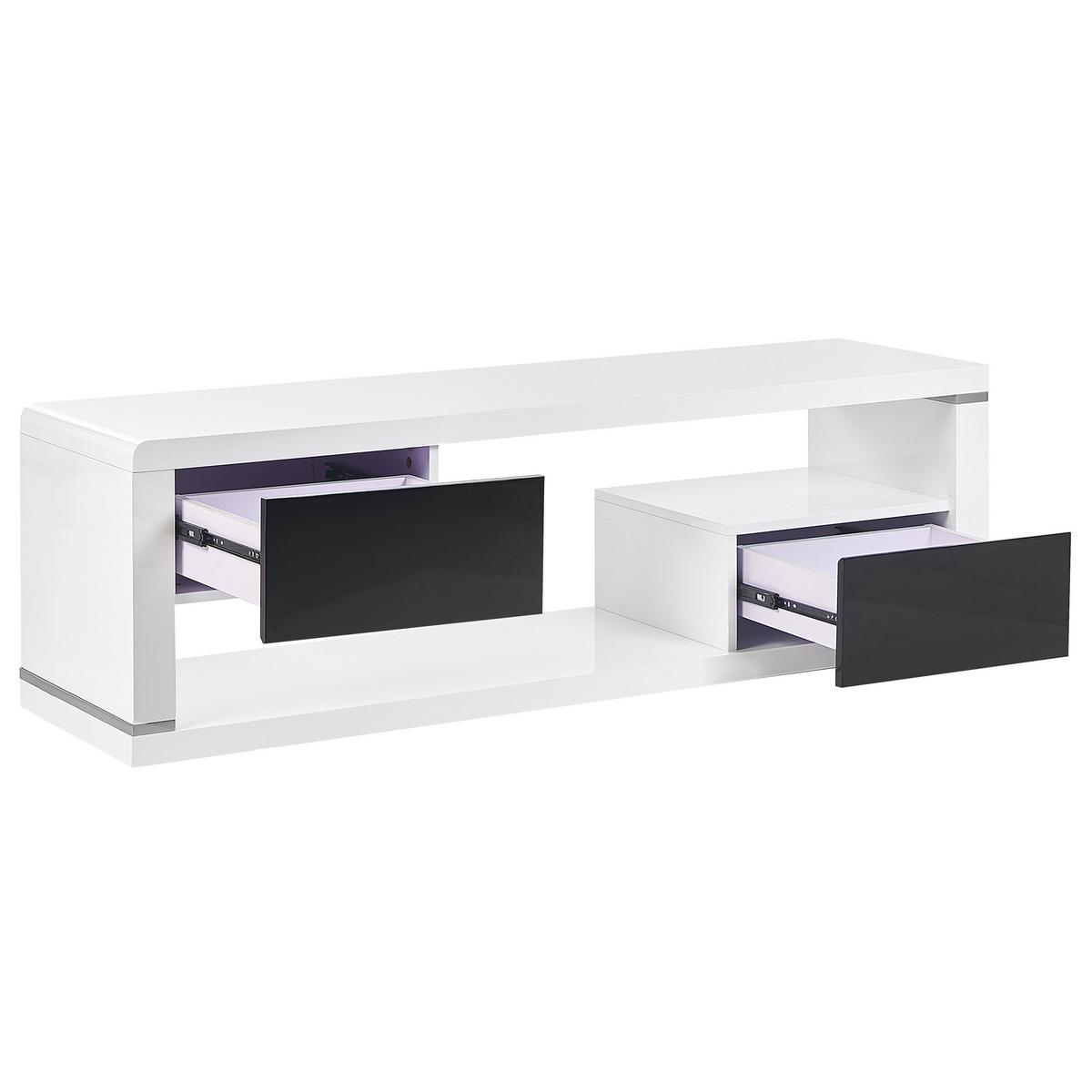 TV-MÖBEL Weiß, Schwarz SPOKAN 39/140/43 cm - Weiß, Holzwerkstoff (140/43/39cm) - Beliani