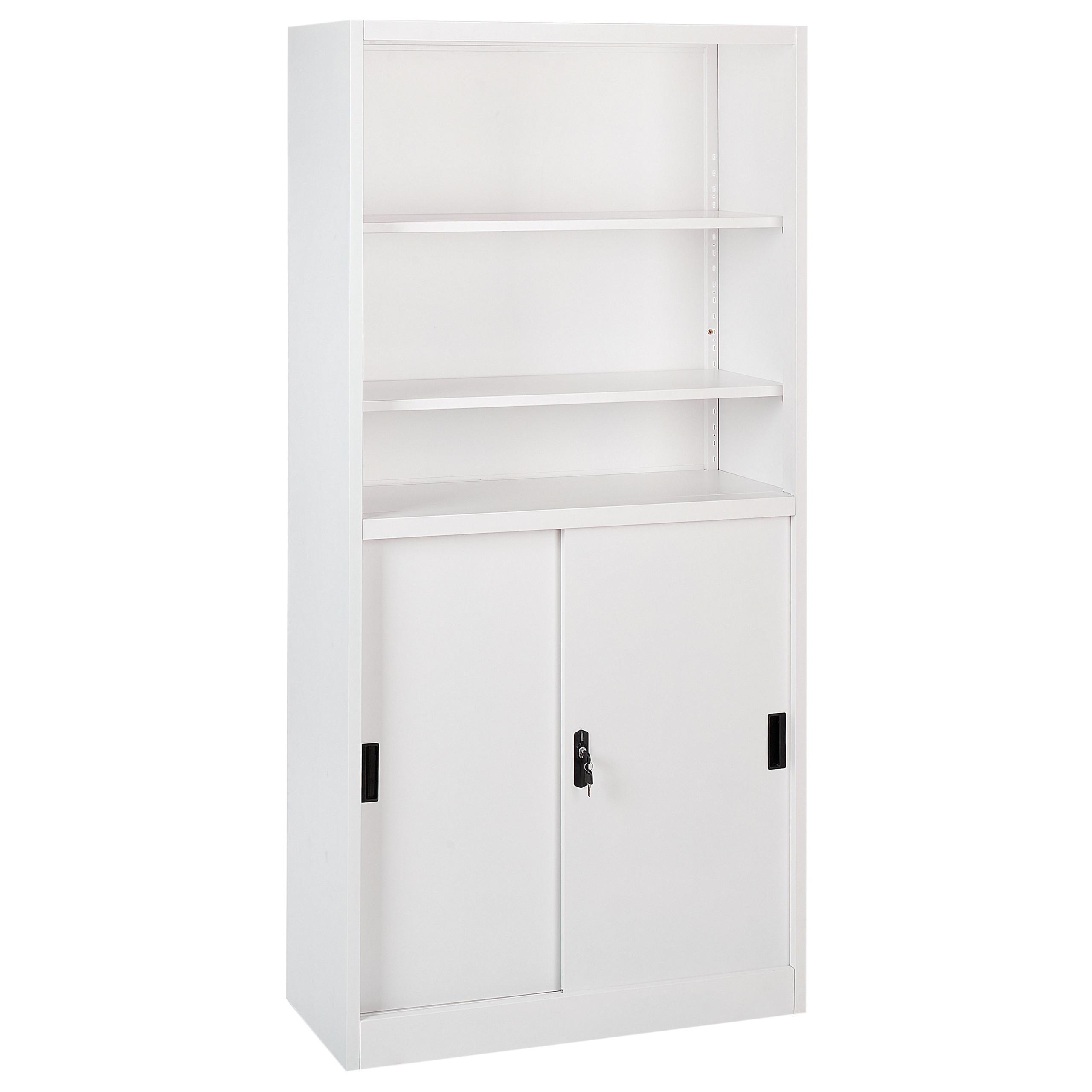 BÜROSCHRANK Metall Weiß Muscovite - Schwarz/Weiß, Metall (90/185/40cm) - Beliani