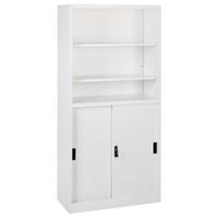 BÜROSCHRANK Metall Weiß Muscovite - Schwarz/Weiß, Metall (90/185/40cm) - Beliani
