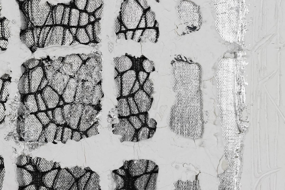 ACRYLBILD HANDGEMALT 60/90 cm - Silberfarben/Weiß, Holz/Textil (60/90cm) - KUNSTLOFT