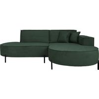 ECKSOFA Hana Loft 3-Sitzer Ecke Rechts, Cordstoff Chenille, Dunkelgrün 241/80/168 cm - Dunkelgrün/Schwarz, Textil/Metall (241/168cm) - WFL GROUP