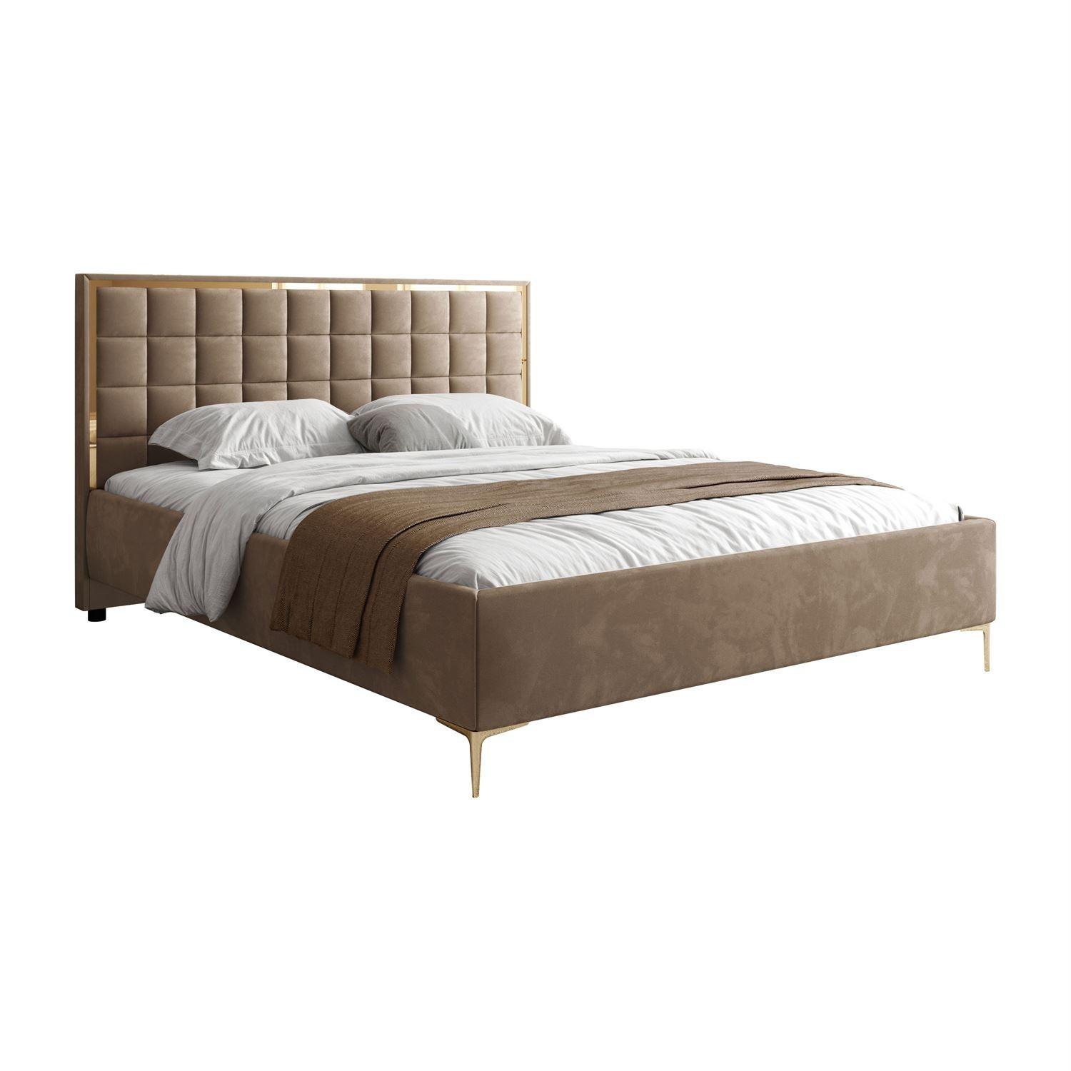 POLSTERBETT ISADORA GOLD mit Bettkasten 160x200 cm Royal Velvet 176 - Beige, Textil - Lookway