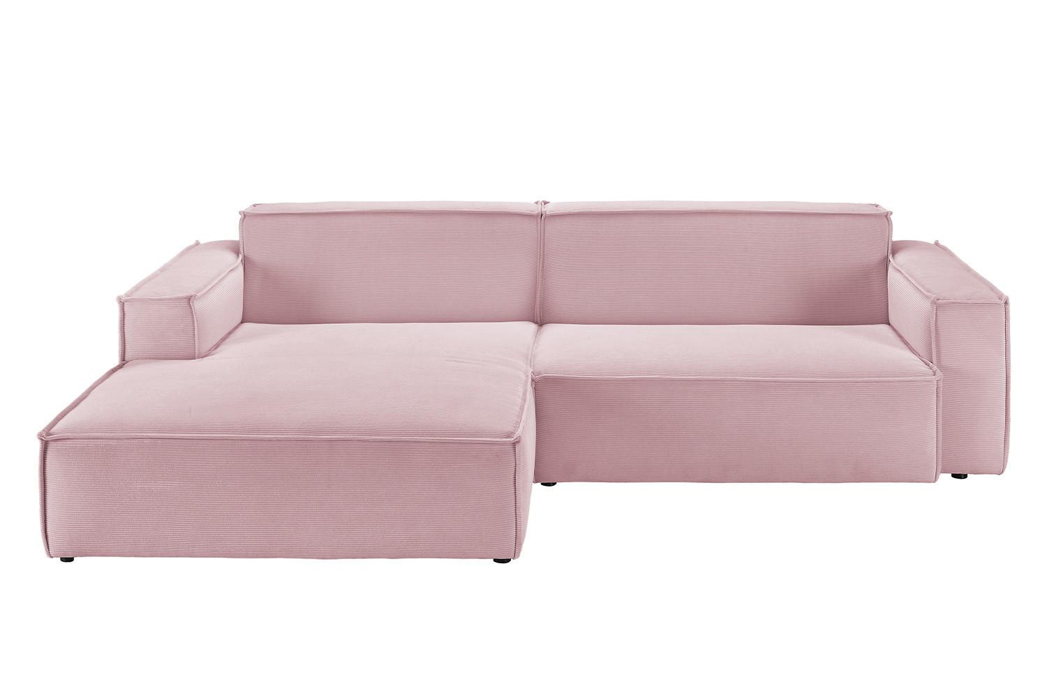 ECKSOFA SAMU Pink Cord - Schwarz/Rosa, Textil (276/168cm) - KAWOLA