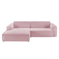 ECKSOFA SAMU Pink Cord - Schwarz/Rosa, Textil (276/168cm) - KAWOLA