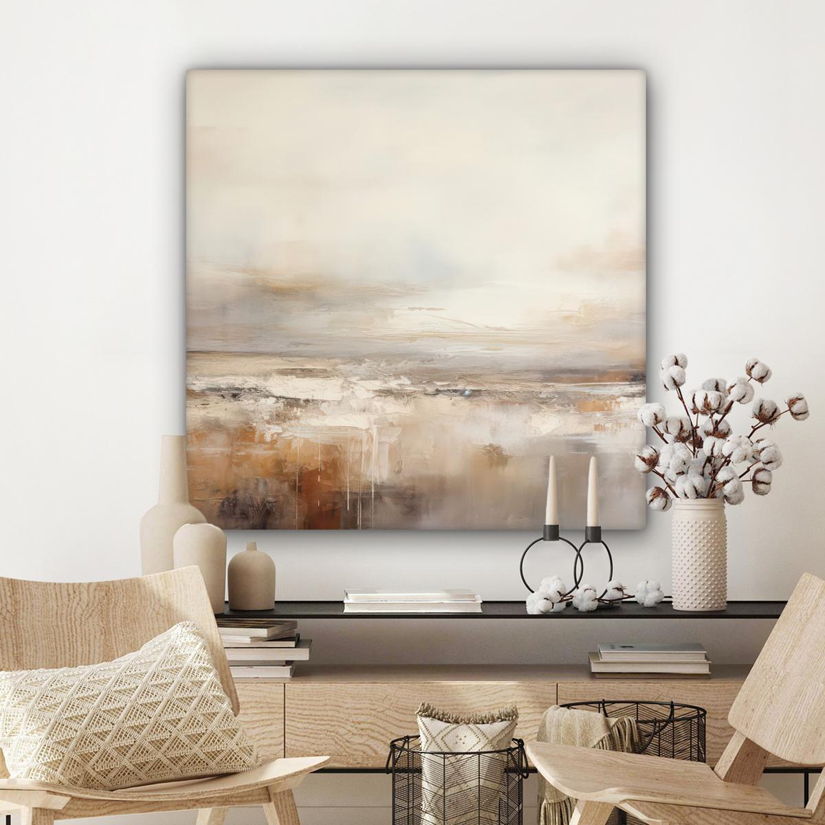 LEINWANDBILD Kunst - Industriell - Grau - Braun - Abstrakt Deko Groß 90x90 cm - Sandfarben, Textil (90/90cm) - MuchoWow