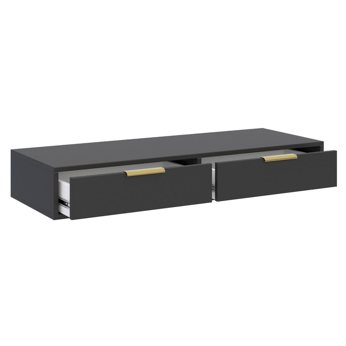 SCHMINKTISCH Vena Schwarz 110 cm - Goldfarben/Schwarz, Holzwerkstoff/Kunststoff (110/17/40cm) - Selsey