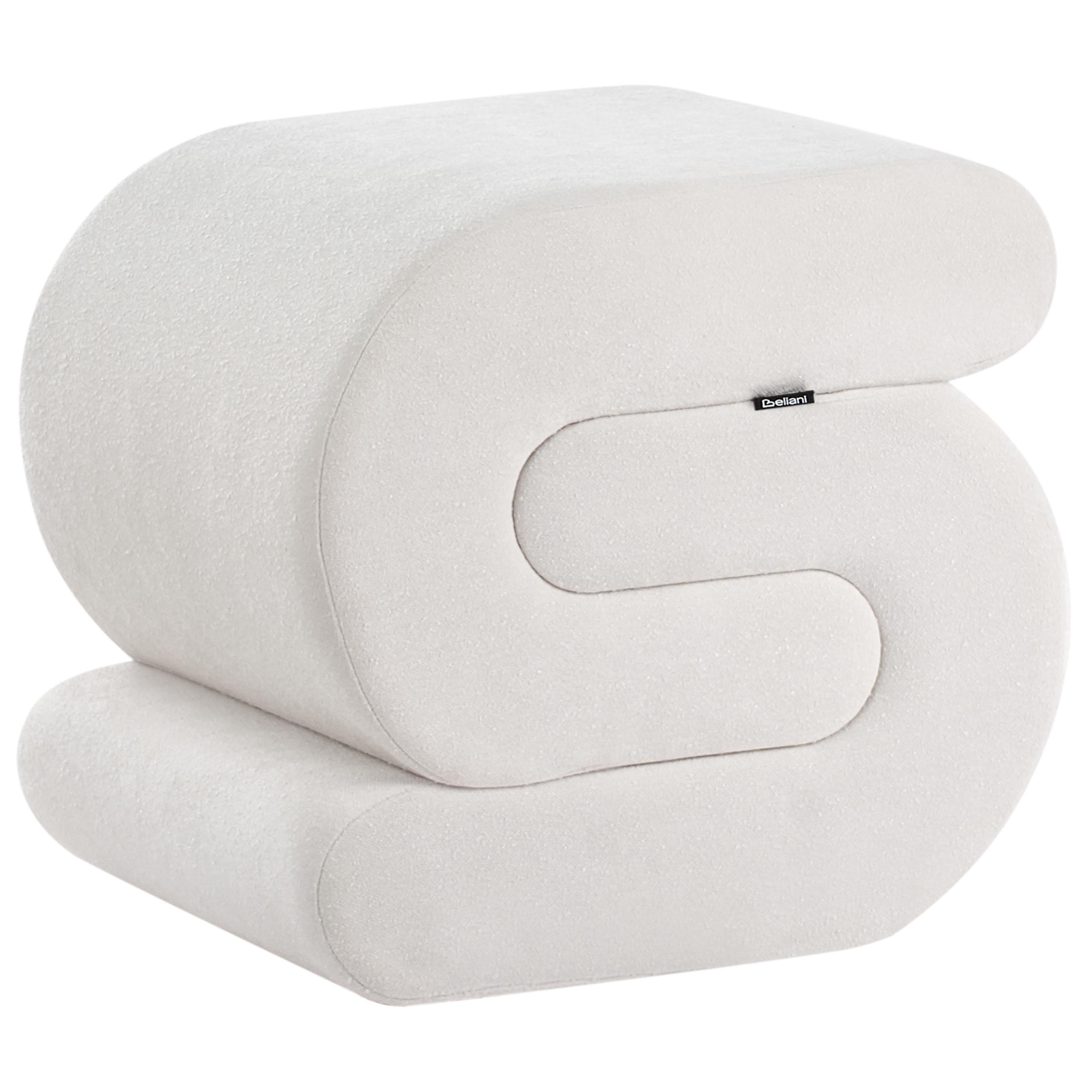 POUF Chenillegewebe Cremeweiß Arcadia - Weiß, Textil (45/48/50cm) - Beliani