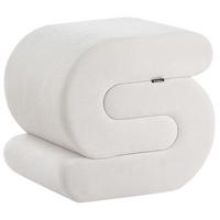 POUF Chenillegewebe Cremeweiß Arcadia - Weiß, Textil (45/48/50cm) - Beliani