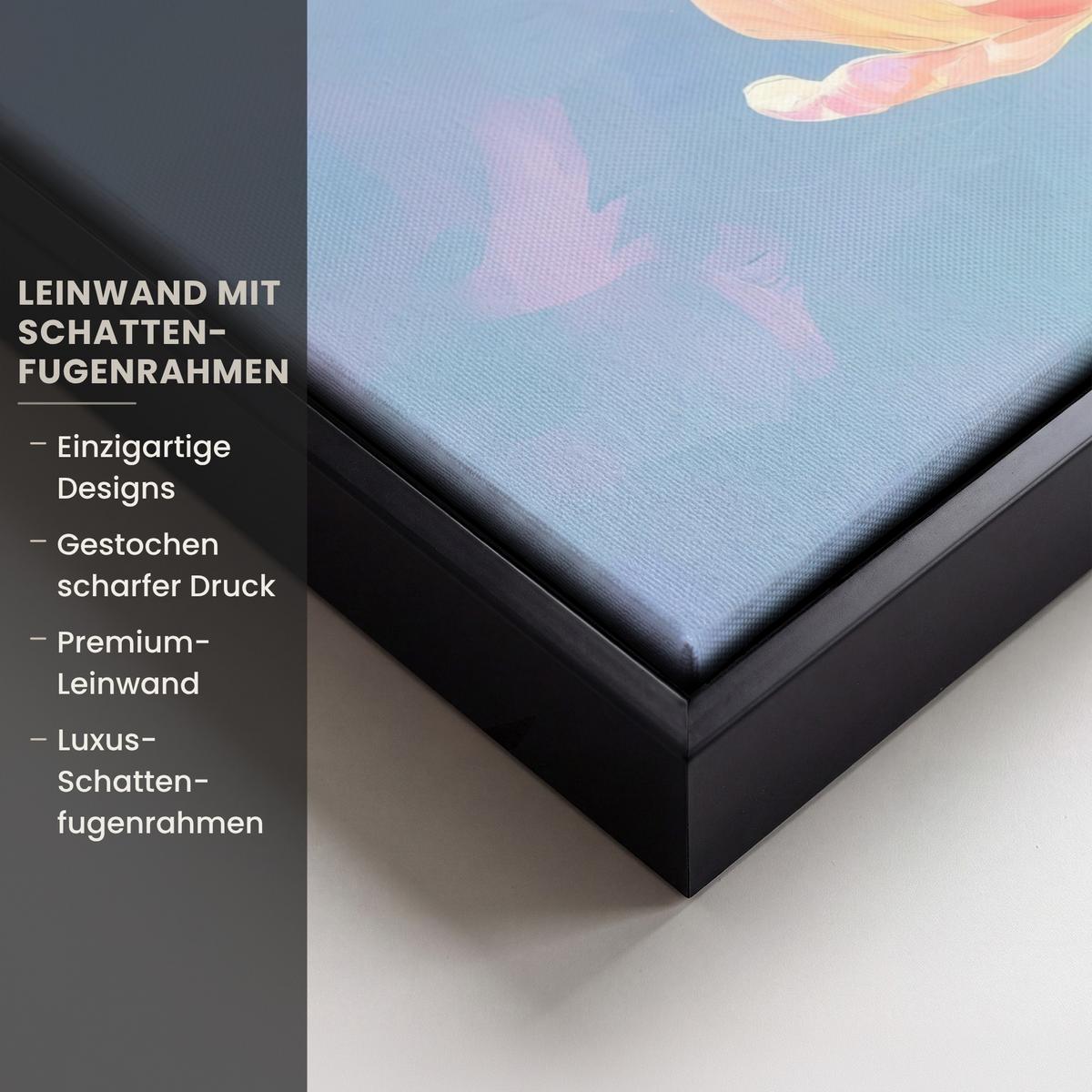 LEINWAND Bilder mit Rahmen - Tulpen - Rosa Akzente - Blau - 40x30 - Pastellblau, Textil (40/30cm) - MuchoWow