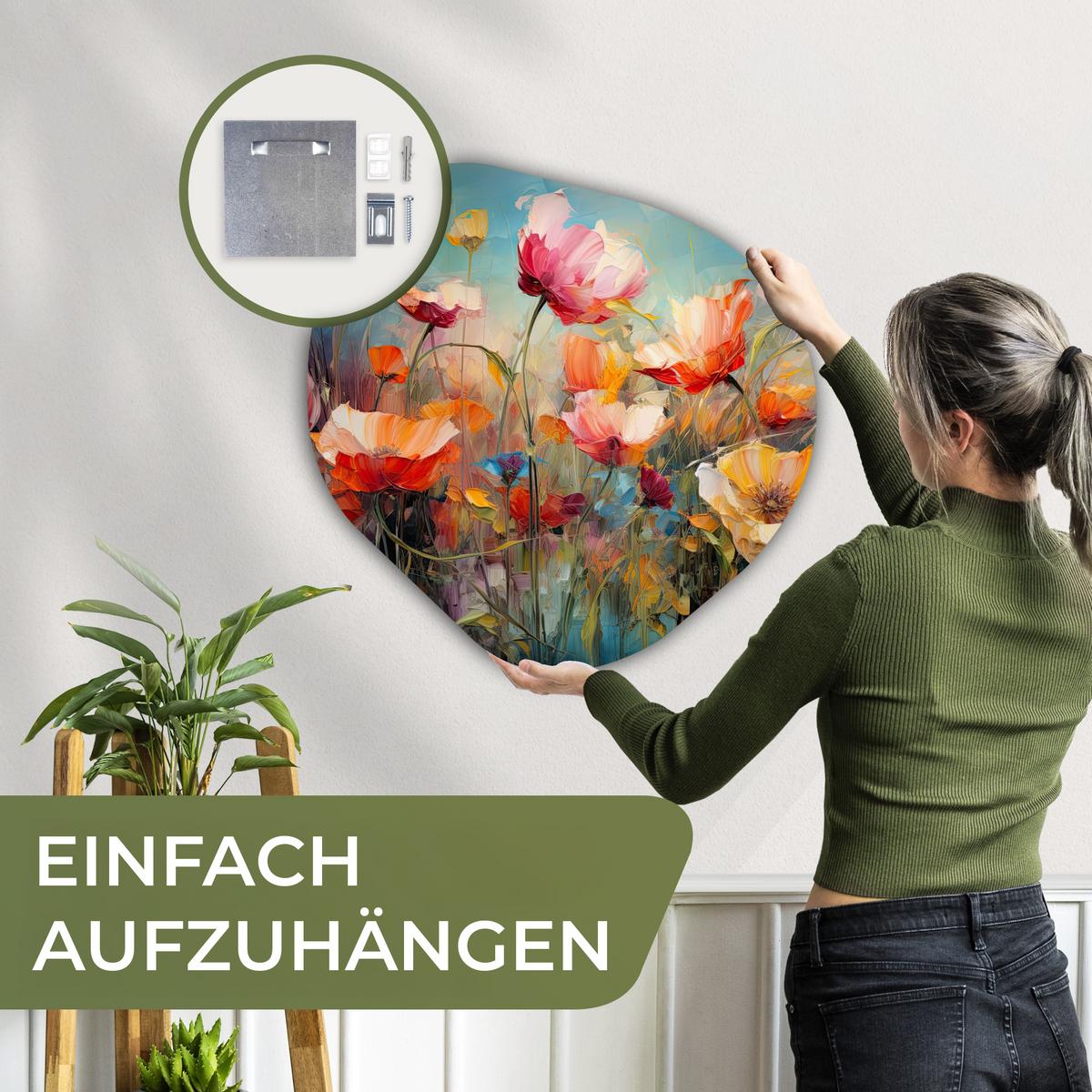 WANDBILD Blumen - Aquarell - Kunst - Botanisch - Natur Wandbild 60x60 cm - Orange, Kunststoff (60/60cm) - MuchoWow
