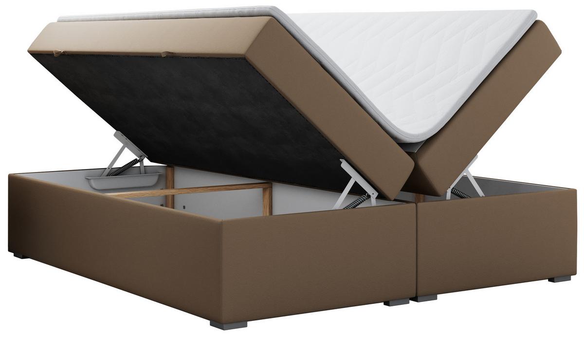 BOXBETT BESS 160/200 Braun Kunstleder - H4 - Braun, Holz/Textil (160/200cm) - MKS