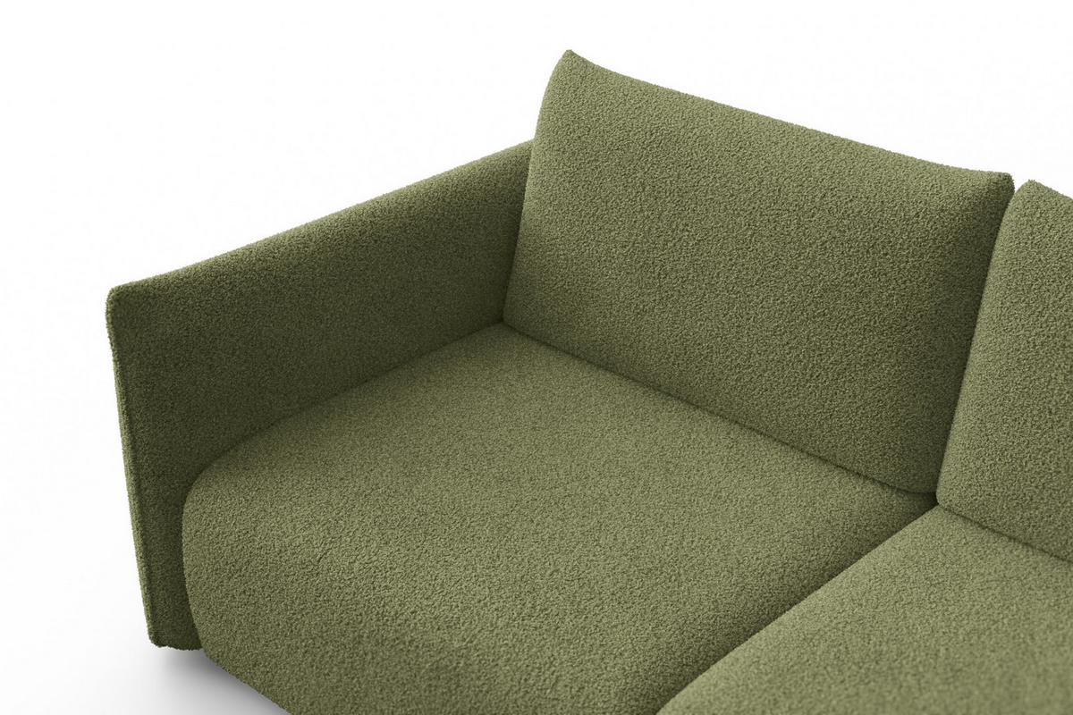 SOFA TAUER 3-Sitzer, Bouclé-Stoff grün - Schwarz/Grün, Holz/Textil (206/84/112cm) - Courtois Laville