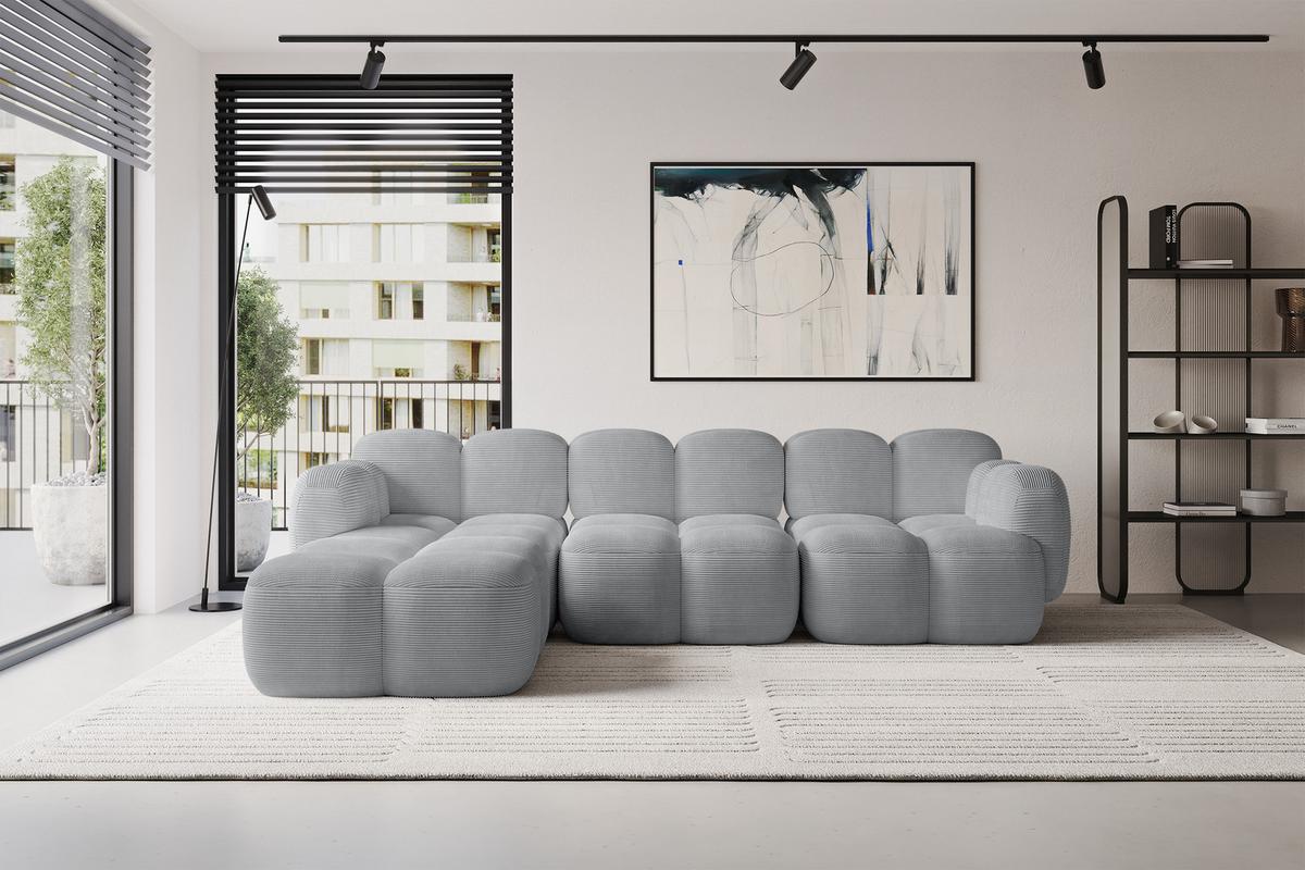 ECKSOFA modulares Sofa Links Miko-L2 302x205x75 Grau Cord - Anthrazit/Schwarz, Holzwerkstoff/Kunststoff (302/205cm) - ALTDECOR