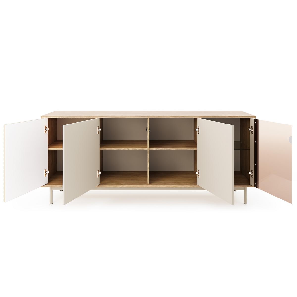 KOMMODE Terra mit 4 Türen und LED-Beleuchtung, Kaschmir/geölte Eiche - Kaschmir, Holzwerkstoff/Metall (184/77/40cm) - Beautysofa