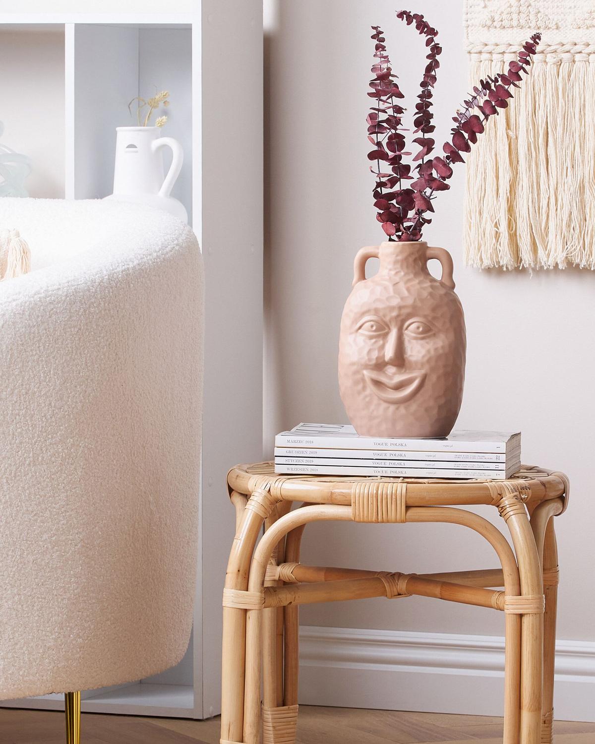 BLUMENVASE Porzellan beige Veria - Beige, Keramik (26cm) - Beliani