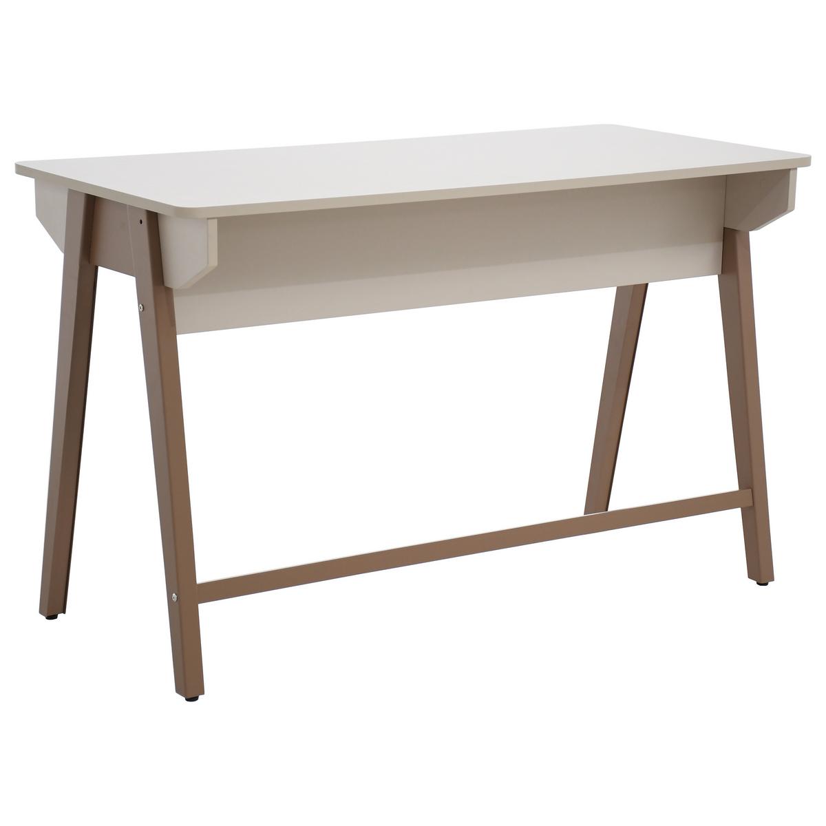 SCHREIBTISCH Boreo mit Schubladen und braunen Metallbeinen, 120 cm, Kaschmir+Hellbraun - Kaschmir/Hellbraun, Metall (55/120/74cm) - Beautysofa