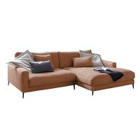 ECKSOFA CARA Braun Cord - Schwarz/Braun, Textil/Metall (272/190cm) - KAWOLA