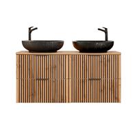 DOPPELWASCHTISCH 120.6cm Gaia Holz in Eichenoptik und Schwarz - Braun, Holzwerkstoff (120.6/59/46cm) - Petits-meubles
