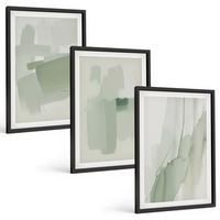 BILDER SET 3er Set - 40x60 cm Schwarzer Rahmen - Abstrakte Aquarellmuster - Schwarz, Kunststoff (40/60cm) - TULUP
