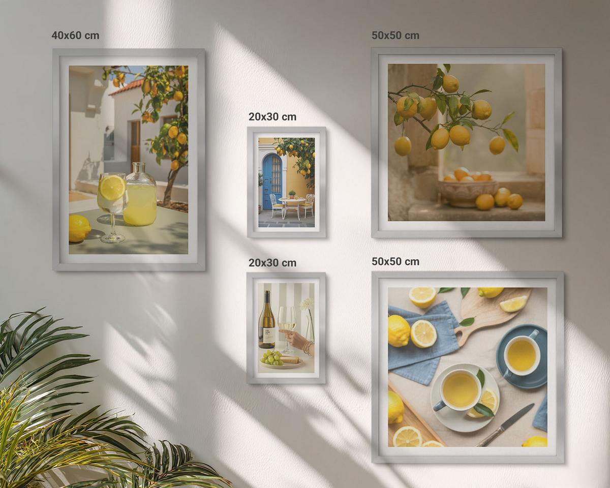 BILDER SET 5er Set - 50x50 cm & 20x30 cm & 40x60 cm Silberner Rahmen - Patio Sun Limonade - Silberfarben, Kunststoff (40/60cm) - TULUP