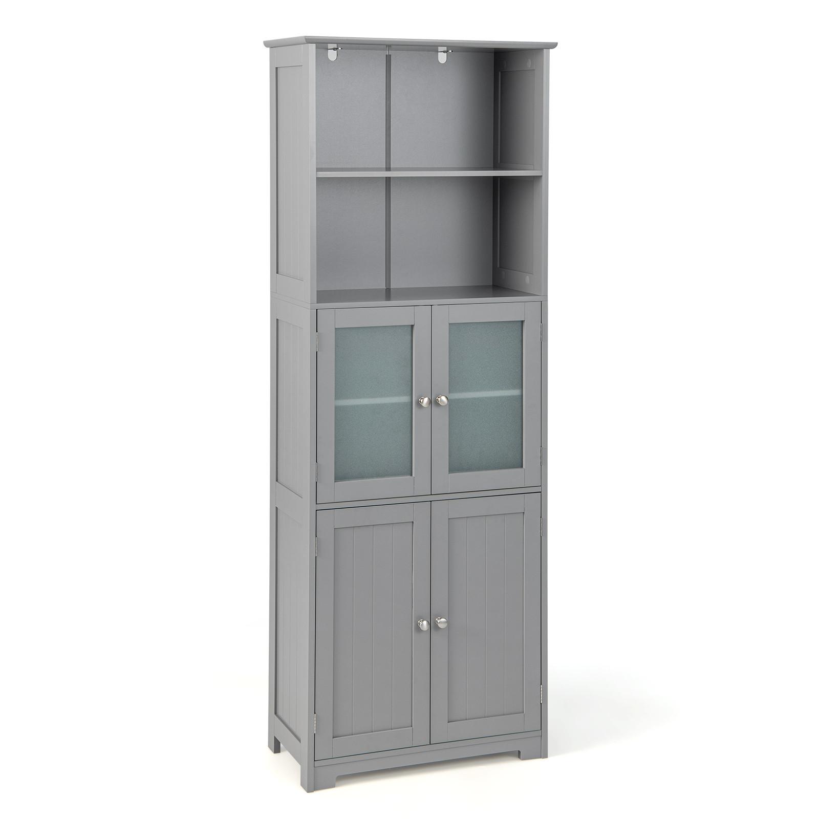 BADSCHRANK Grau - Grau, Holz (60/163/30cm) - COSTWAY