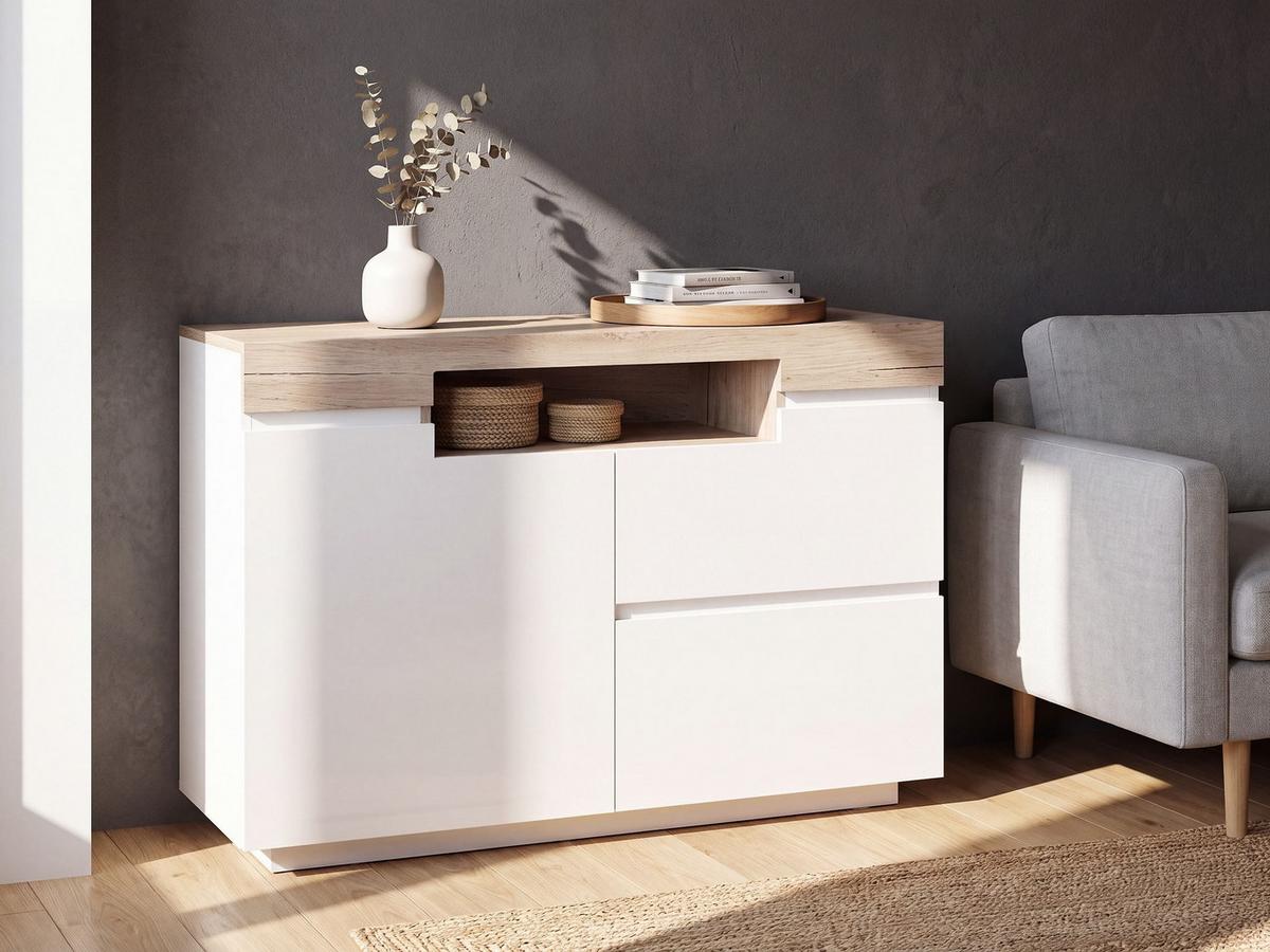 SCHRANK Sideboard Weiß Marlin - Weiß, Holzwerkstoff (110/75/40cm) - Beliani