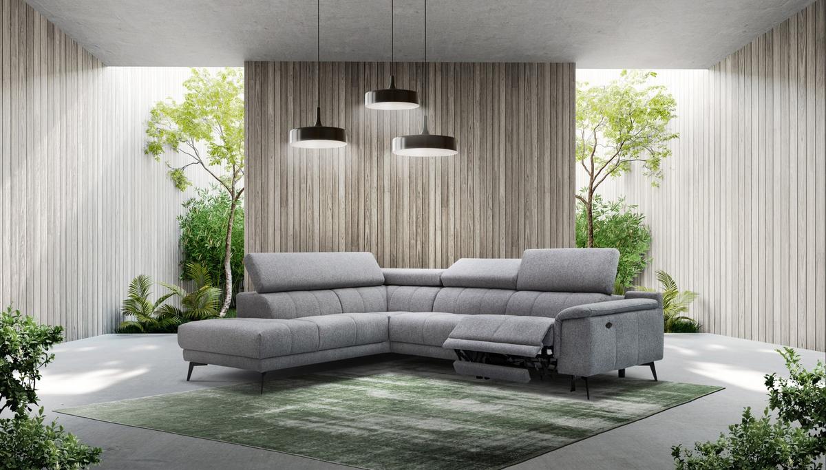ECKSOFA FIERO 5-Sitzer mit 1 Relaxfunktion, grau - Grau, Holzwerkstoff/Textil (228/290cm) - Wozimo