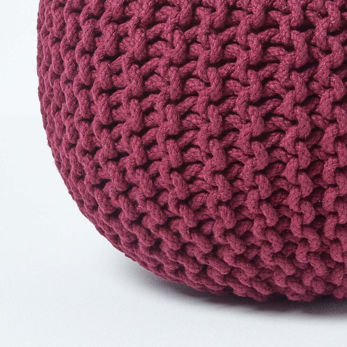 STRICK-POUF weinrot, 40/40/35 cm - Weinrot, Textil (40/35/40cm) - Homescapes