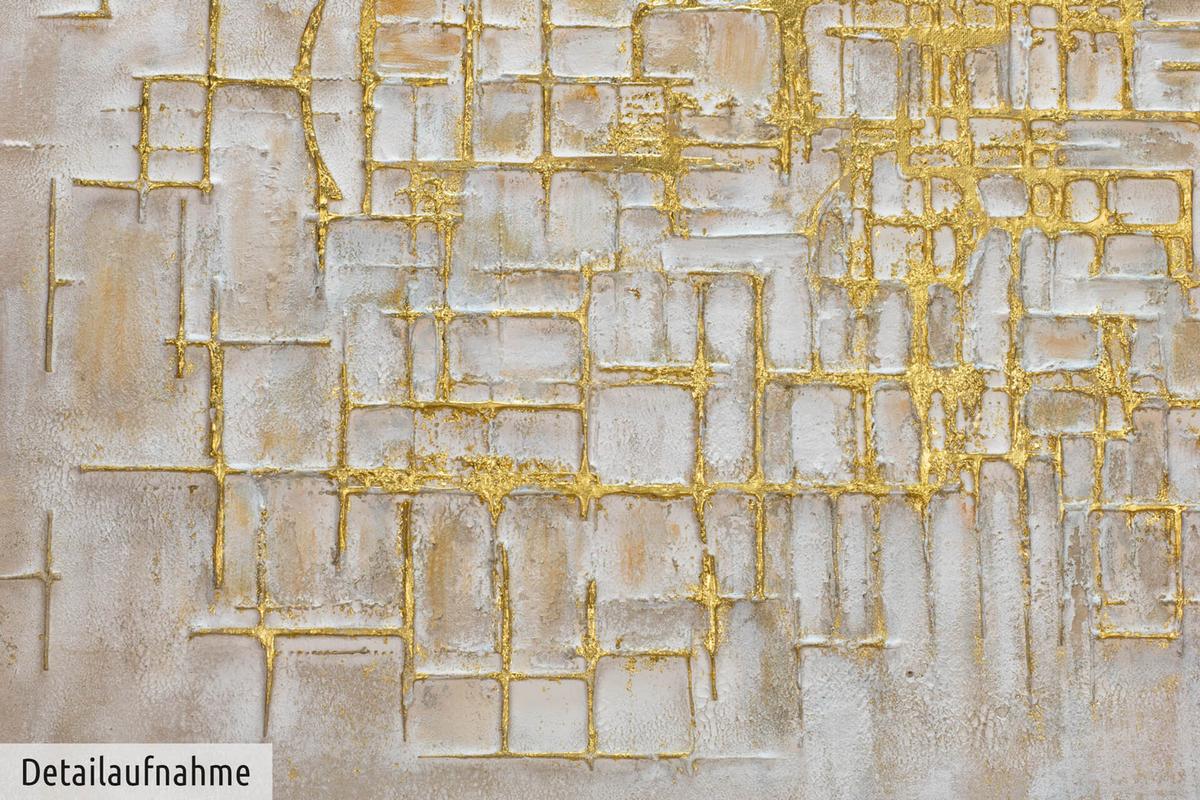 ACRYLBILD HANDGEMALT 100/75 cm - Beige/Goldfarben, Holz/Textil (100/75cm) - KUNSTLOFT