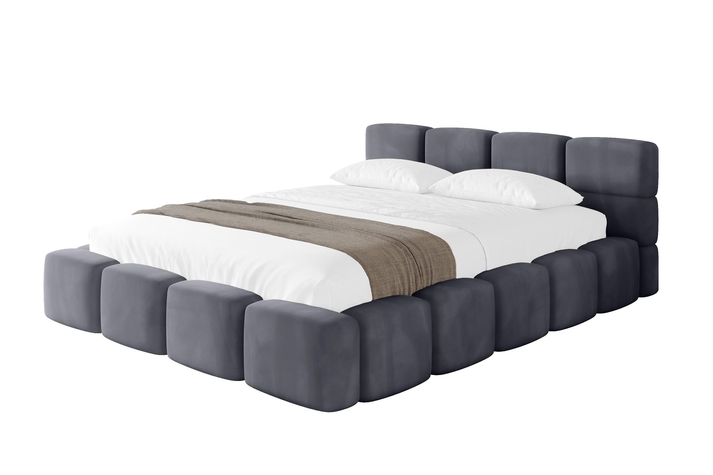 POLSTERBETT mit Bettkasten und Lattenrost, Bett mit Kopfteil, Boxbett ohne Matratze, Doppelbett mit Stauraum - NATA-v1 200x200 Dunkelgrau - Dunkelgrau, Holzwerkstoff/Textil (200/200cm) - ALTDECOR