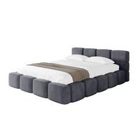 POLSTERBETT mit Bettkasten und Lattenrost, Bett mit Kopfteil, Boxbett ohne Matratze, Doppelbett mit Stauraum - NATA-v1 200x200 Dunkelgrau - Dunkelgrau, Holzwerkstoff/Textil (200/200cm) - ALTDECOR