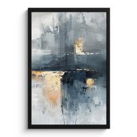 POSTER MIT RAHMEN Kunst - Grau - Gold - Abstrakt Bilder mit Rahmen 40x60 cm - Dunkelgrau, Papier (40/60cm) - MuchoWow
