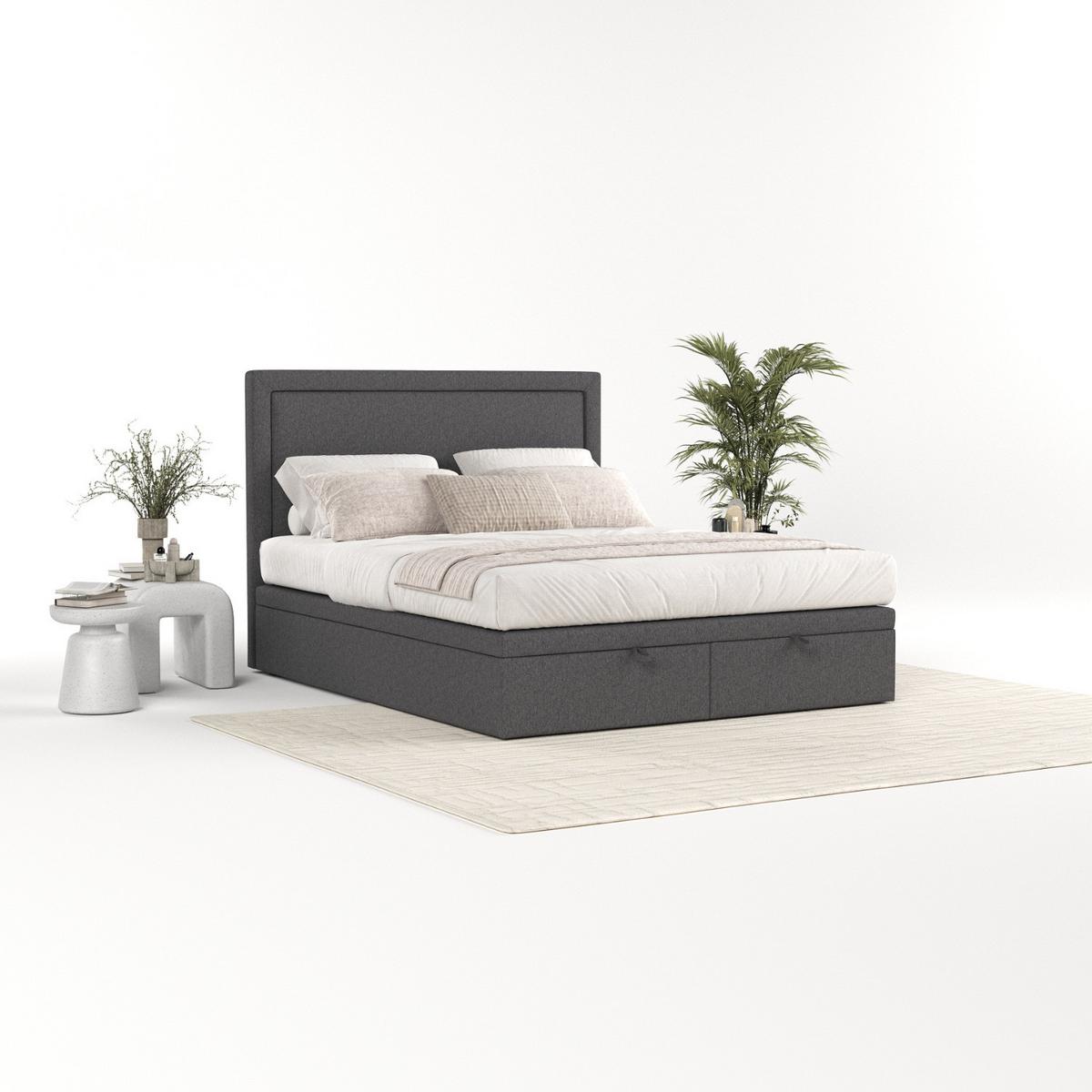 POLSTERBETT Salma mit Stauraum 140/200 cm Anthrazit im Megan Stoff - Anthrazit/Schwarz, Holz/Holzwerkstoff (140/200cm) - AltaBeds
