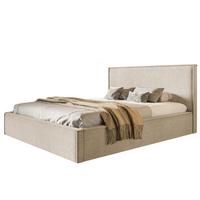 BETT 160x200 - Polsterbett mit Bettkasten und Metallrahmen - Modern Betten - Hochwertiger Poso-Stoff - Kollektion Milano - Beige - Beige, Holz/Textil (160/200cm) - Alpi-Möbel