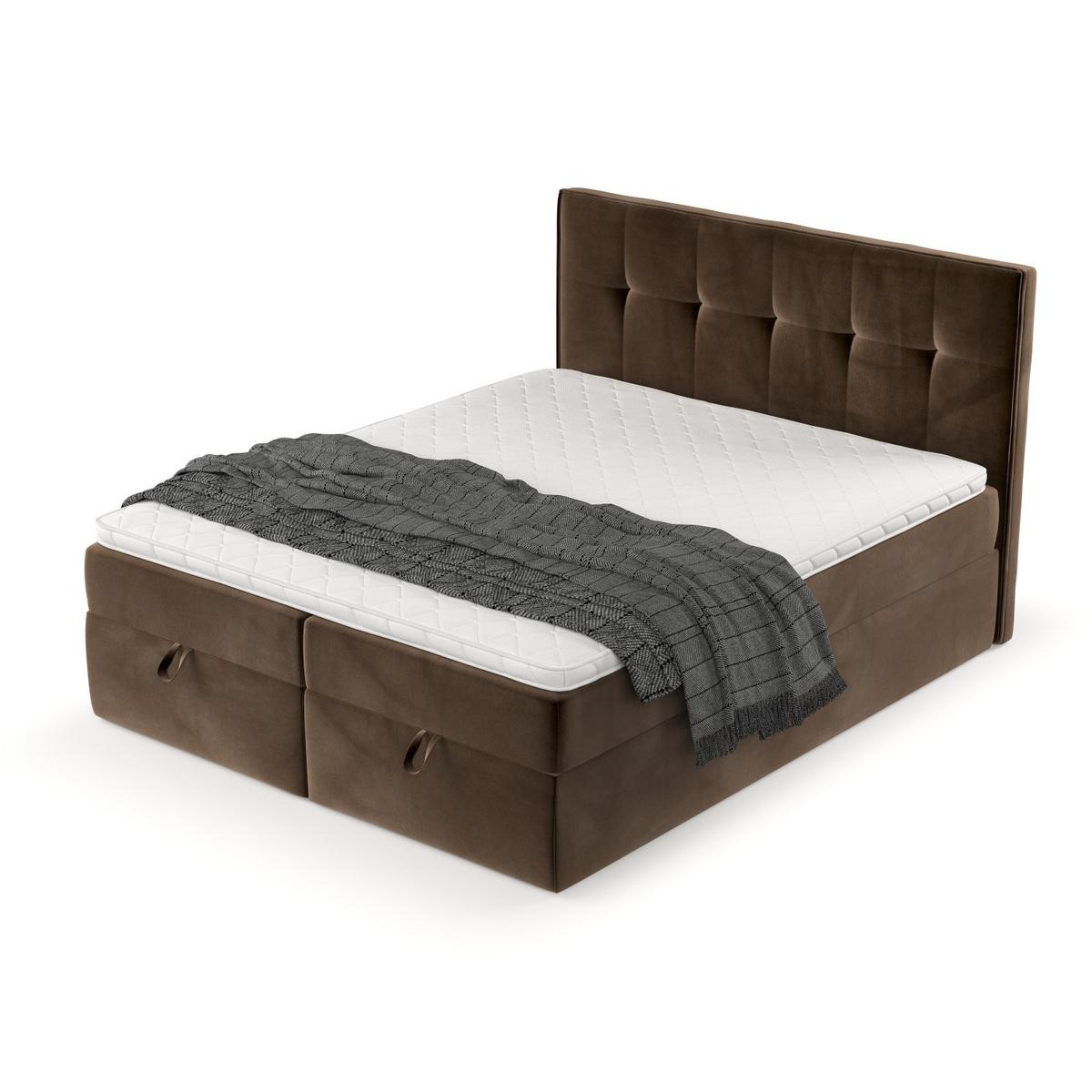BOXBETT Tivra 140/200 cm Braun im Kronos Stoff - Schwarz/Braun, Holz/Holzwerkstoff (140/200cm) - AltaBeds