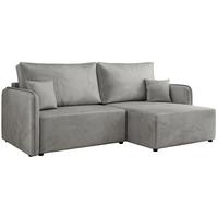 ECKSCHLAFSOFA MESTO L Hellgrau Velvet - rechts - Hellgrau/Schwarz, Kunststoff/Textil (147/227cm) - MKS