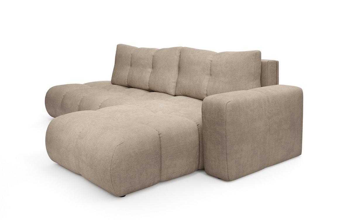 ECKSOFA DUCA R-S Grau Chenille mit Schlaffunktion - Sandfarben, Holz (266.5/266.5cm) - MASSENO
