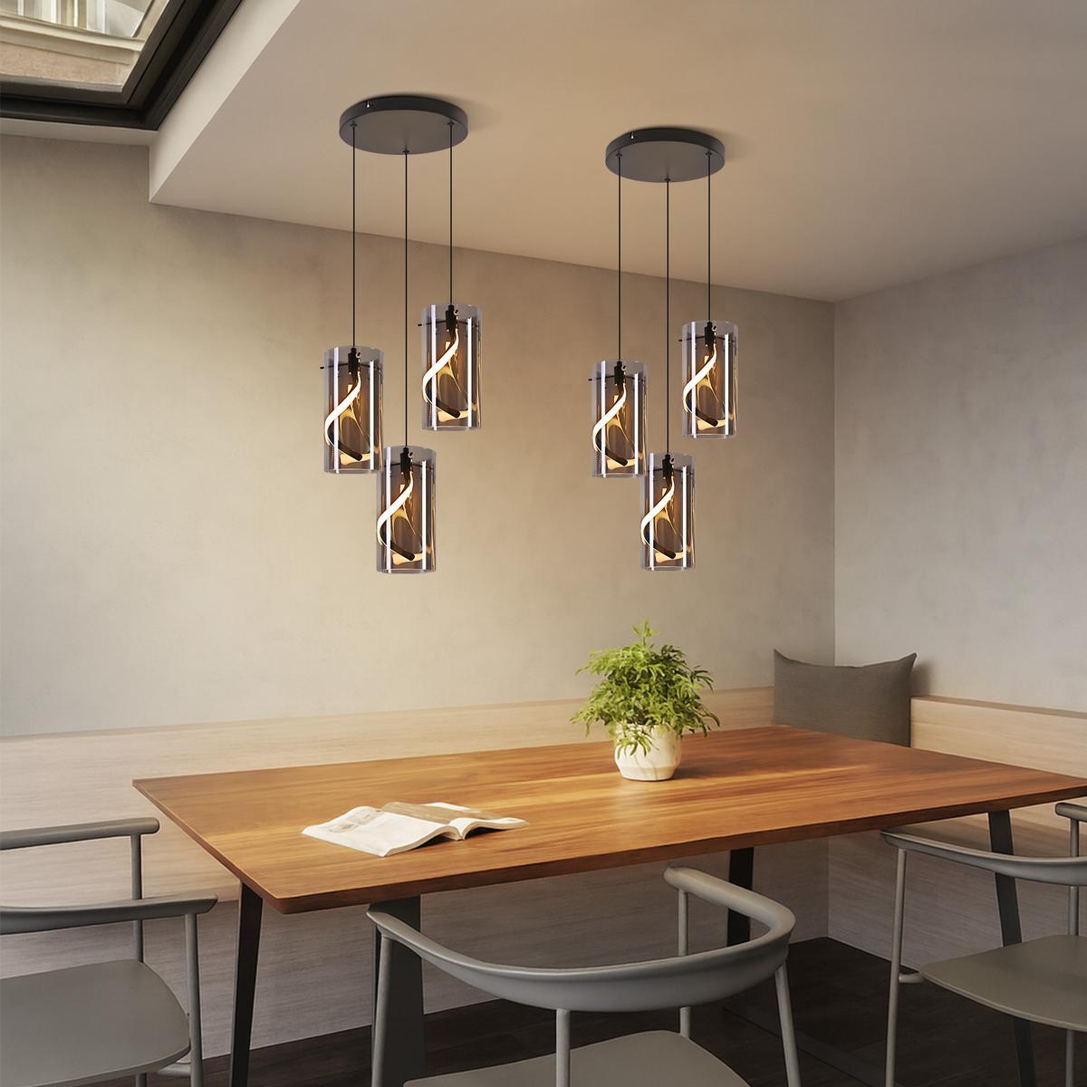 LED PENDELLEUCHTE Alistair 25/25/150 cm - Schwarz, Glas (25/25/150cm) - ZMH