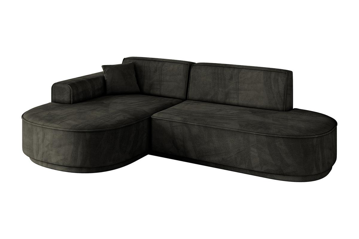 ECKSOFA Ottomane Links MARI-L1 - 243x171x79 cm Schwarz Velours - Schwarz, Holzwerkstoff/Kunststoff (243/171cm) - ALTDECOR