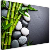 LEINWANDBILD Zen-Steine Bambus 60x40cm - Grau, Textil (60/40cm) - Feeby