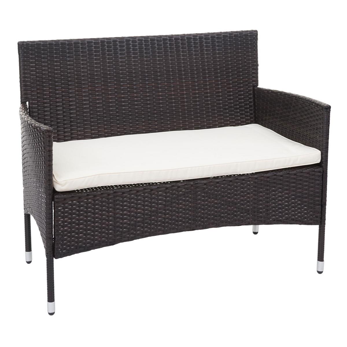 POLY-RATTAN GARNITUR Braun, Cremeweiß - Braun/Weiß, Kunststoff - MCW