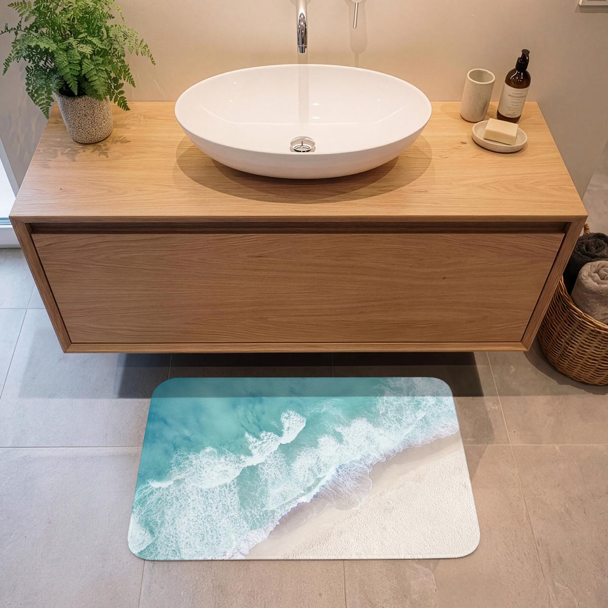BADEMATTE Strand - Meer - Natur - Sommer 80x50 cm - Türkis, Textil (80/50cm) - OnlyWow