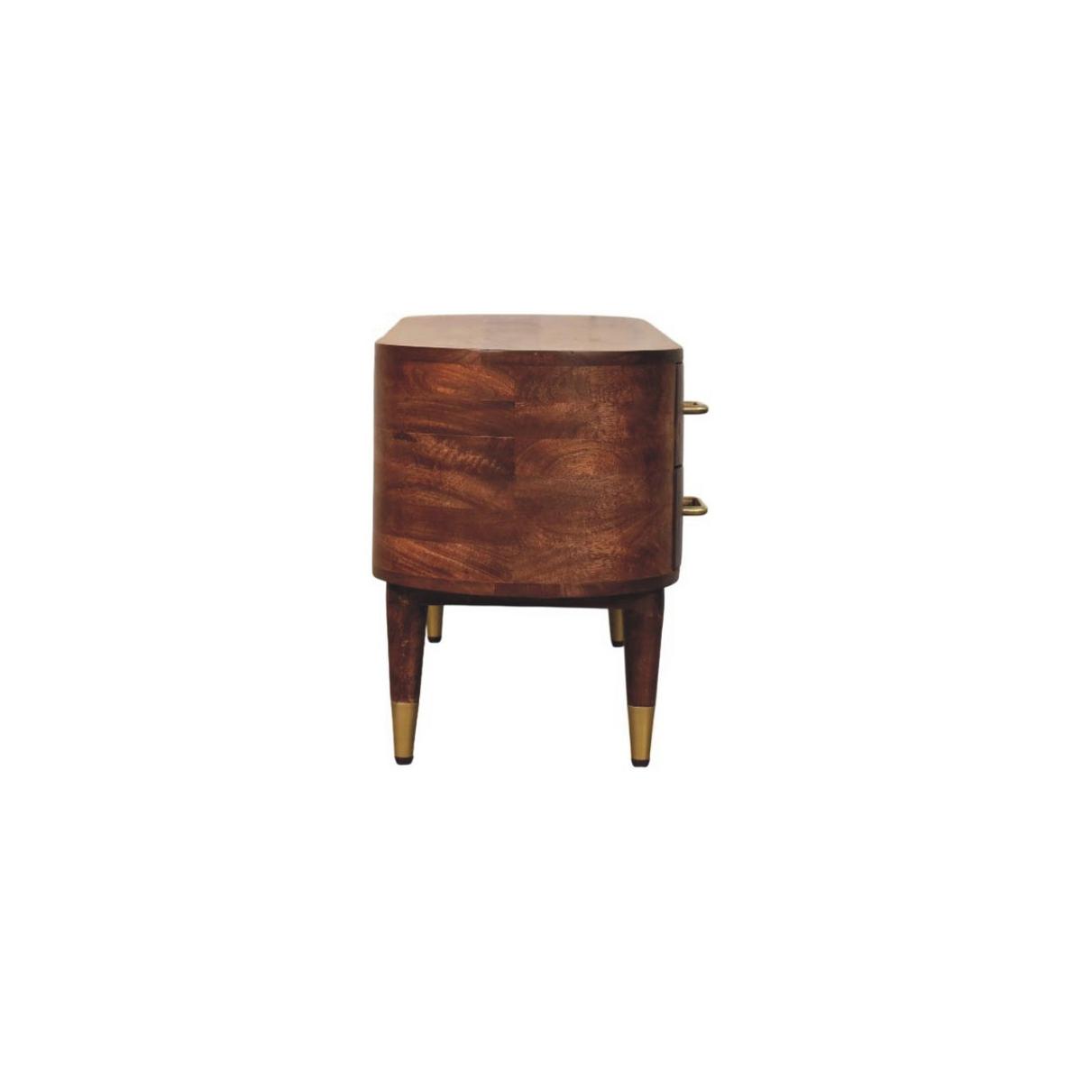 MEDIENEINHEIT mit Wine-Wood-Oak-Finish, 4 Schubladen, 2 offene Ablagen, T-Bar-Griffe, braun - Goldfarben/Braun, Holz/Metall (110/48/35cm) - Artisan Furniture