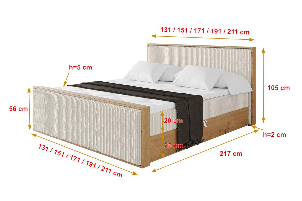 BOXBETT LOLLI9 -Z 140x200 - H4 Creme - Creme, Holzwerkstoff (140/200cm) - ALTDECOR