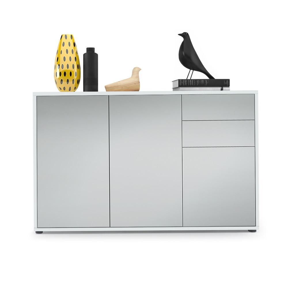 KOMMODE Ben Front in Hellgrau Seidenmatt - Greige, Holzwerkstoff (117/74/36cm) - Vladon