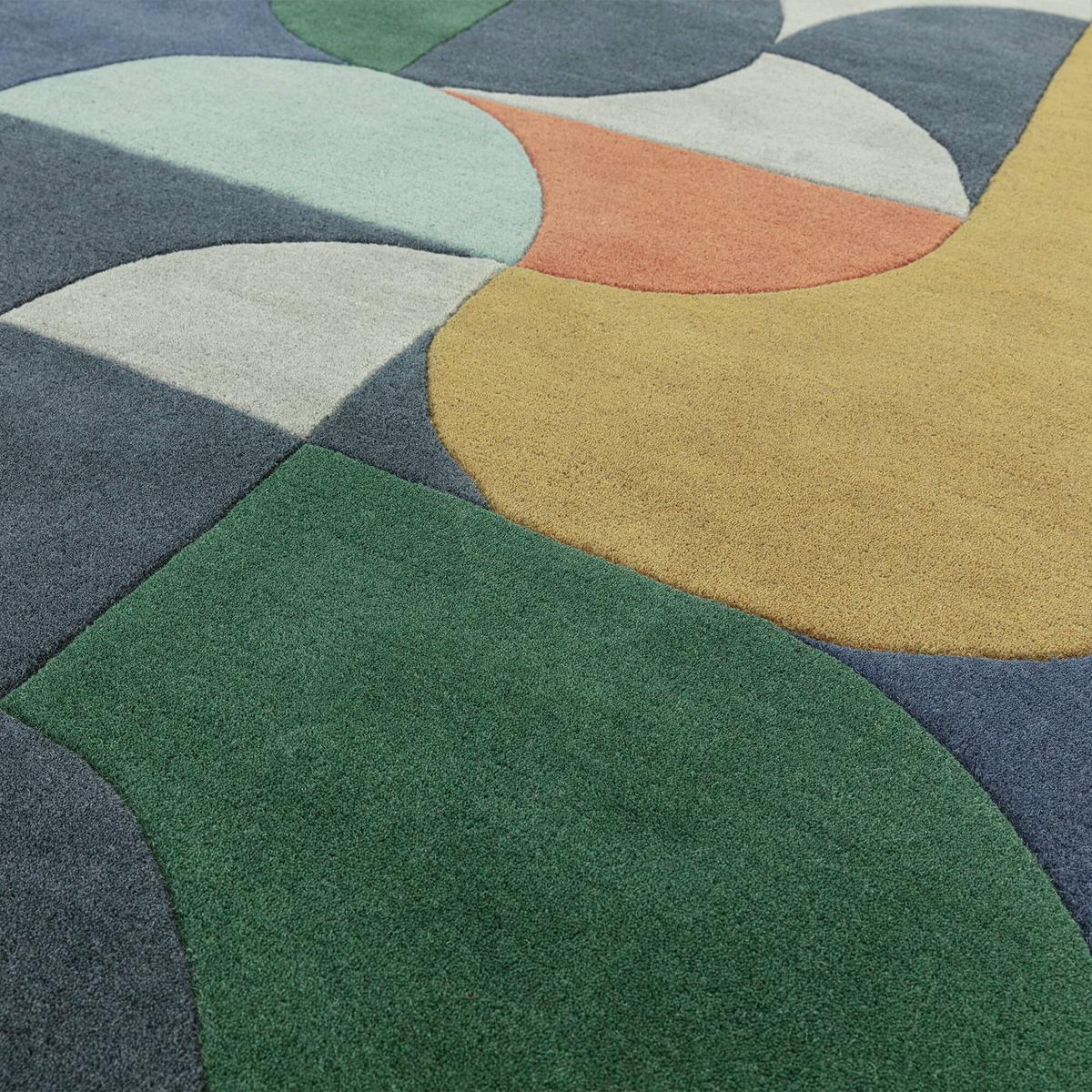 WOLLTEPPICH handgewebt HULL-Beverley, geometrisch, Dunkelblau, 120 x 170 cm - Multicolor, Textil (170/120cm) - KADIMA DESIGN