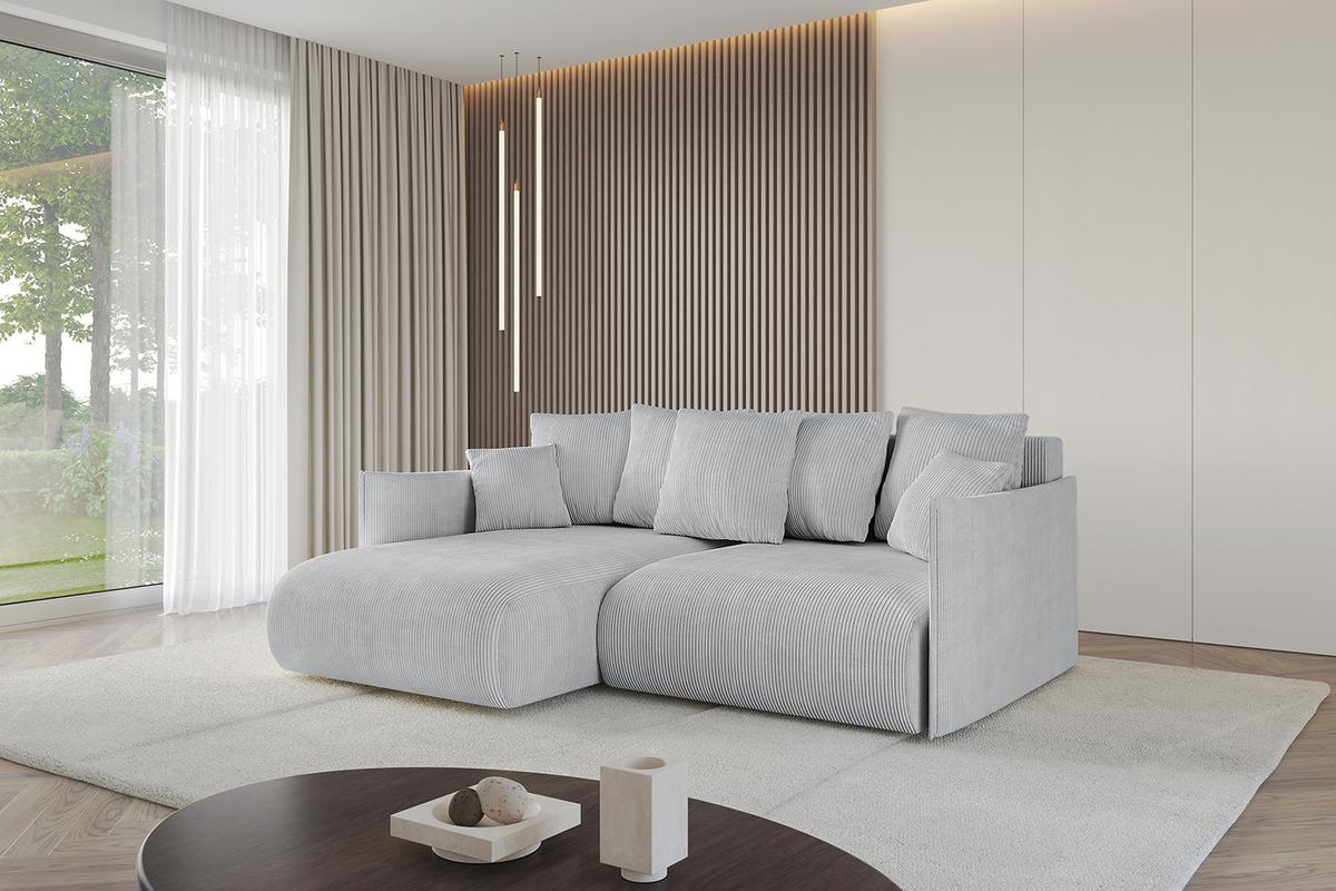 ECKSOFA Ottomane links ONESK-L 216x177x72 Grau Cord - Grau, Holzwerkstoff/Kunststoff (216/177cm) - ALTDECOR