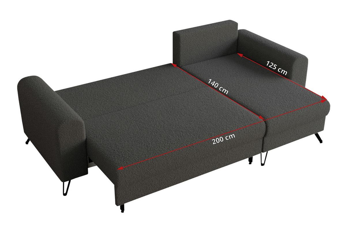 ECKSOFA Hugo Boucle Dunkelgrau - Dunkelgrau/Schwarz, Textil/Metall (242/140cm) - MKS