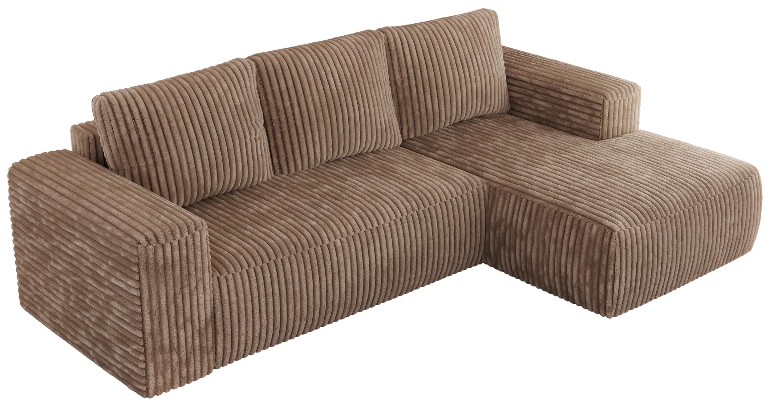 ECKSOFA TRENTINO L Braun Cord - Rechts - Schwarz/Braun, Kunststoff/Textil (164/266cm) - MKS